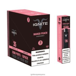 R4P6N124 Ignite Sabores IGNITE V35 paquete de 10 bolígrafos vaporizadores durazno mango